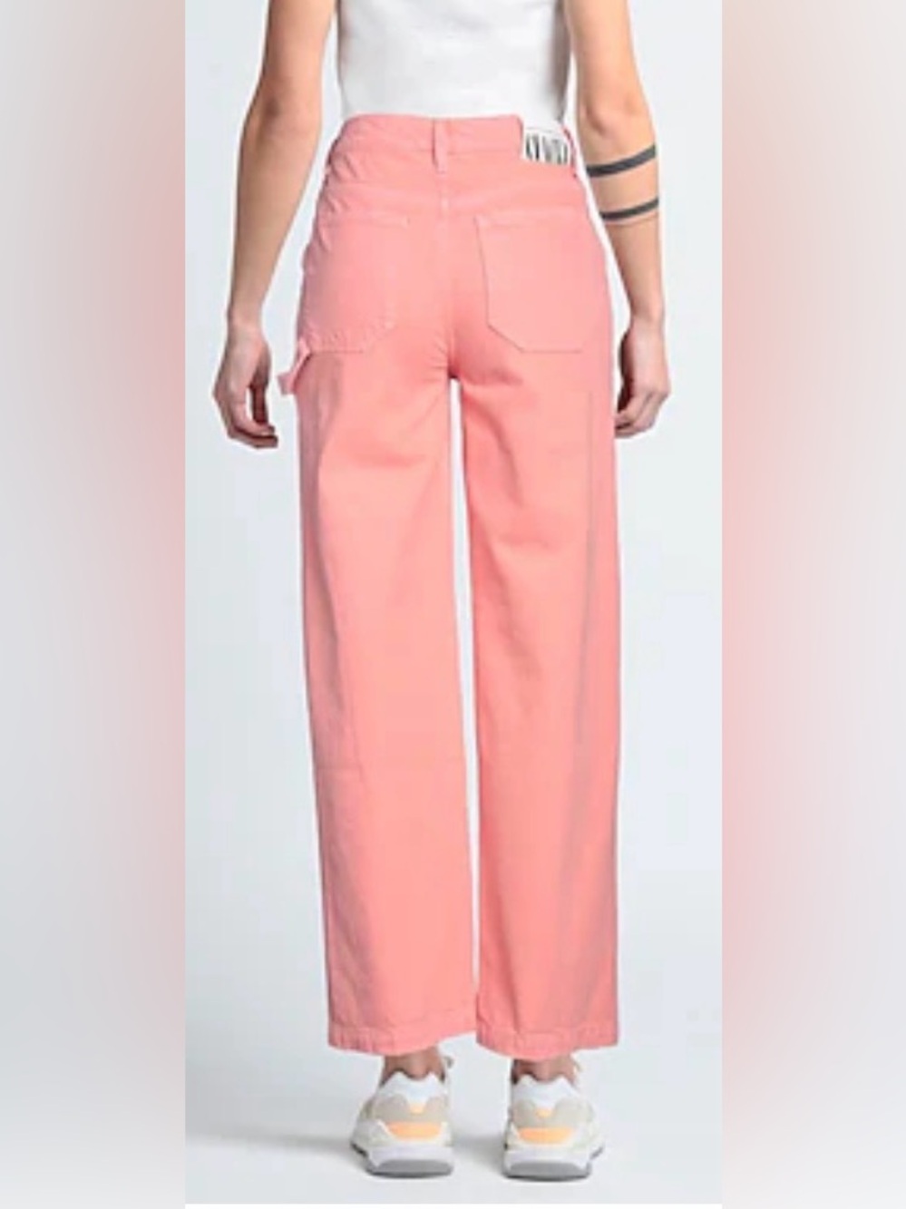 MOTHER Peach Coral Pink Wide-Leg Ankle Jeans Mid Rise Maven Size 26 - Picture 3 of 7